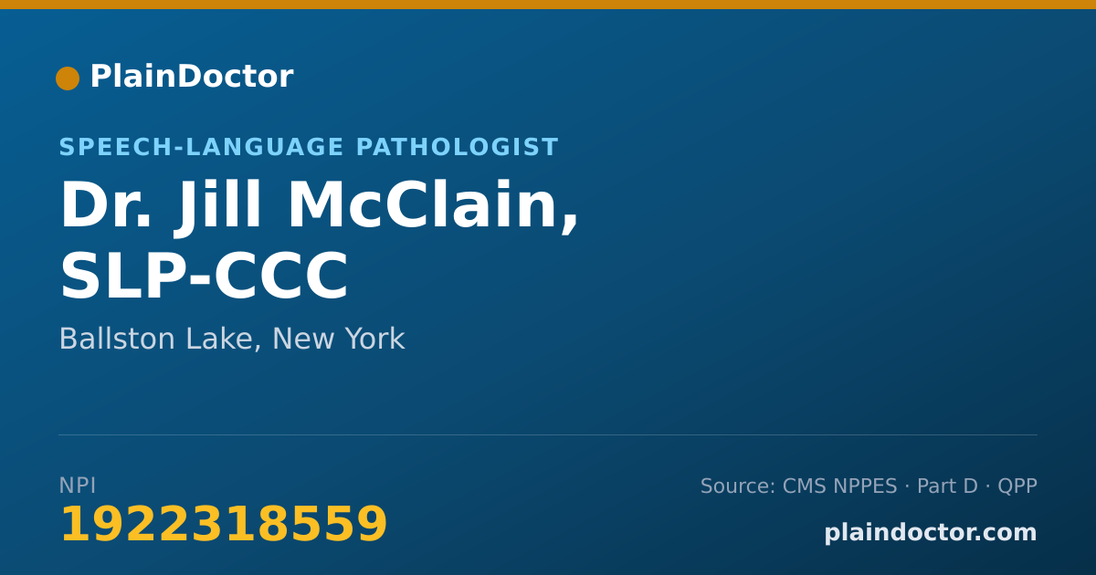 Shareable card for Jill McClain, SLP-CCC - Speech-Language Pathologist, Ballston Lake, NY