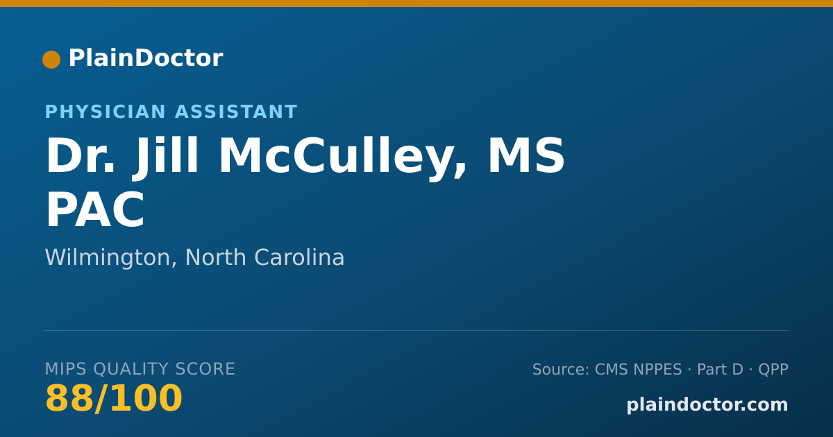 Shareable card for Jill McCulley, MS PAC - Physician Assistant, Wilmington, NC