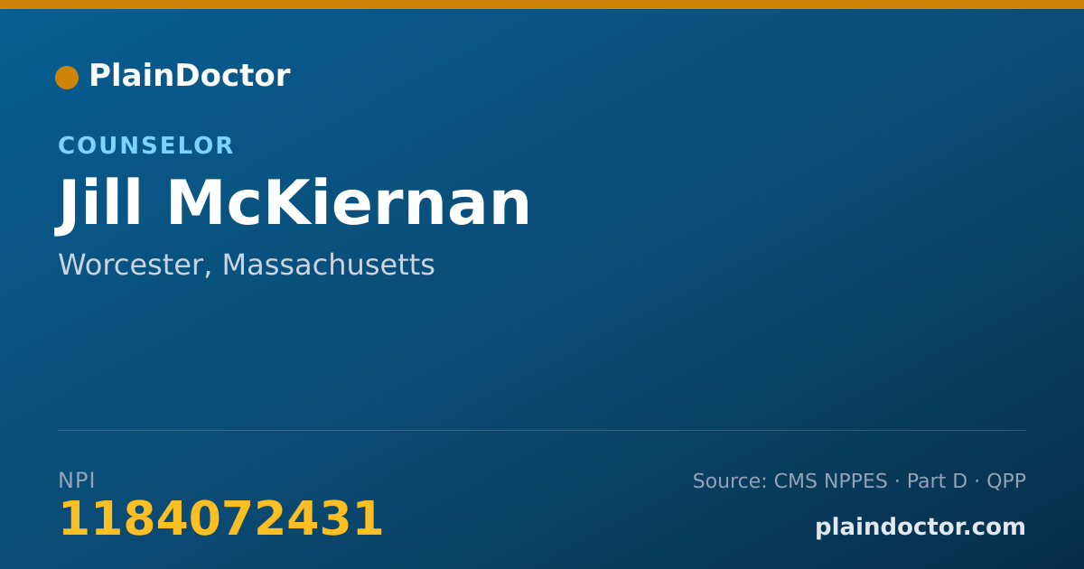 Shareable card for Jill McKiernan - Counselor, Worcester, MA