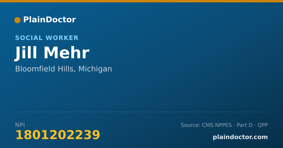 Shareable card for Jill Mehr - Social Worker, Bloomfield Hills, MI