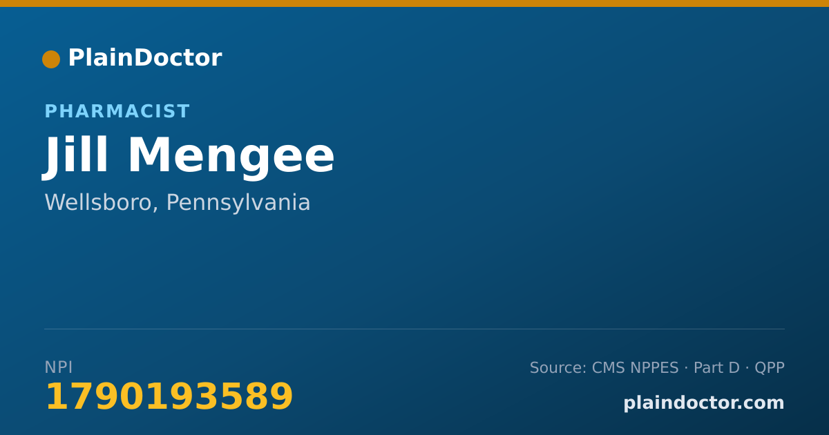 Shareable card for Jill Mengee - Pharmacist, Wellsboro, PA