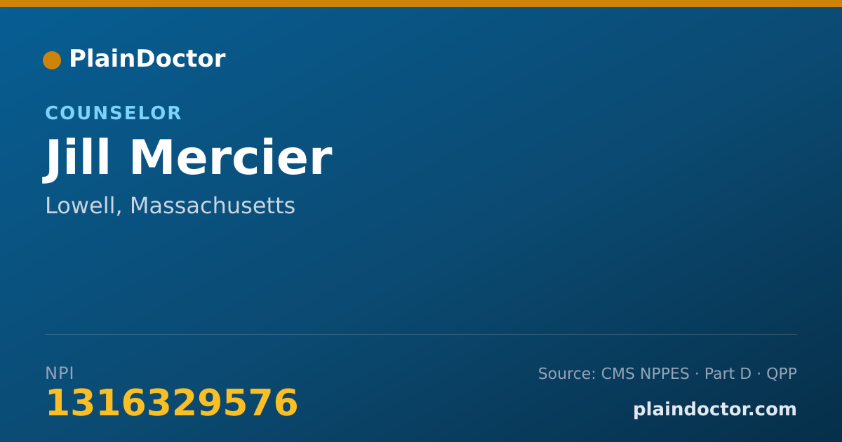 Shareable card for Jill Mercier - Counselor, Lowell, MA