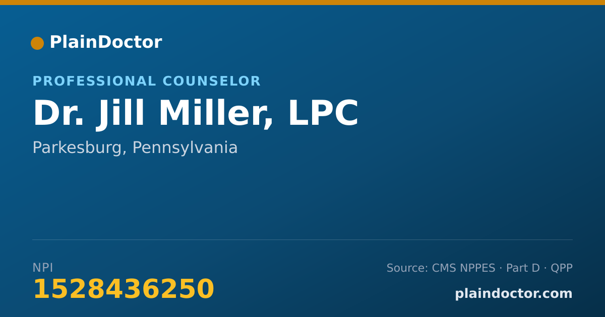 Shareable card for Jill Miller, LPC - Professional Counselor, Parkesburg, PA