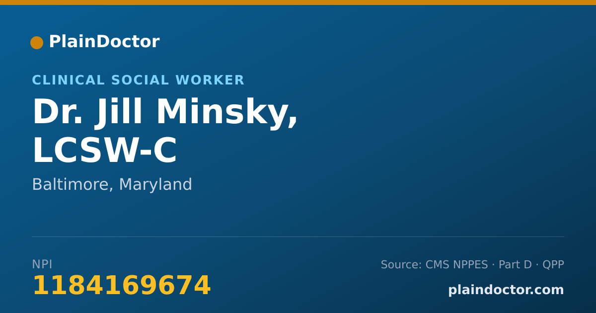 Shareable card for Jill Minsky, LCSW-C - Clinical Social Worker, Baltimore, MD