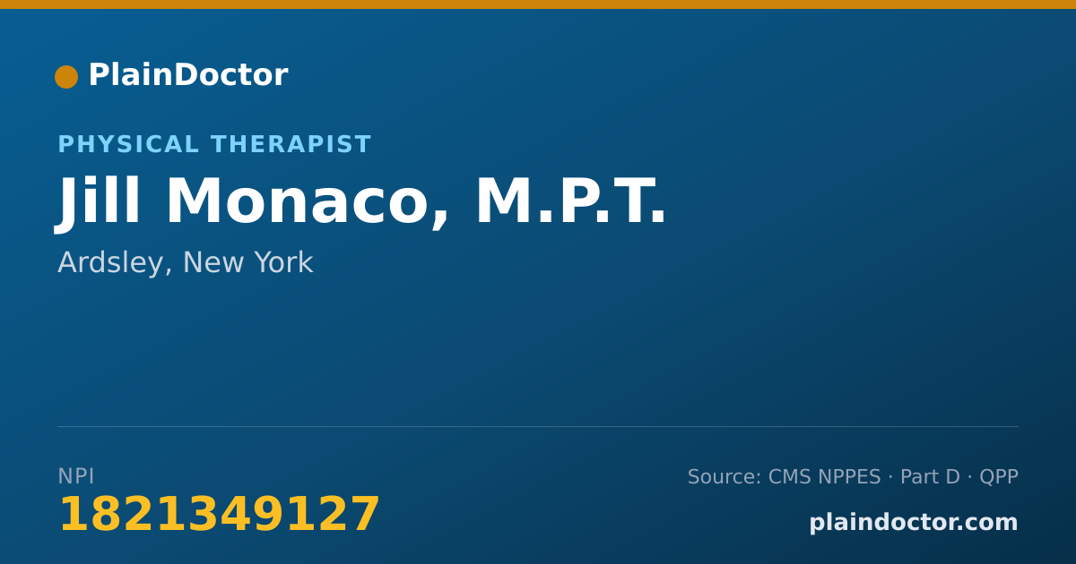 Shareable card for Jill Monaco, M.P.T. - Physical Therapist, Ardsley, NY