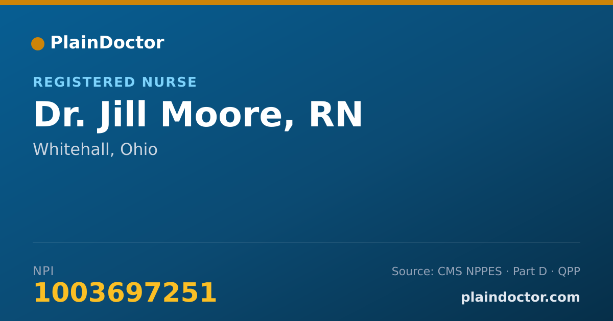 Shareable card for Jill Moore, RN - Registered Nurse, Whitehall, OH