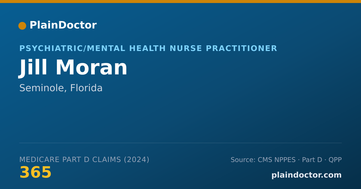 Shareable card for Jill Moran - Psychiatric/Mental Health Nurse Practitioner, Seminole, FL