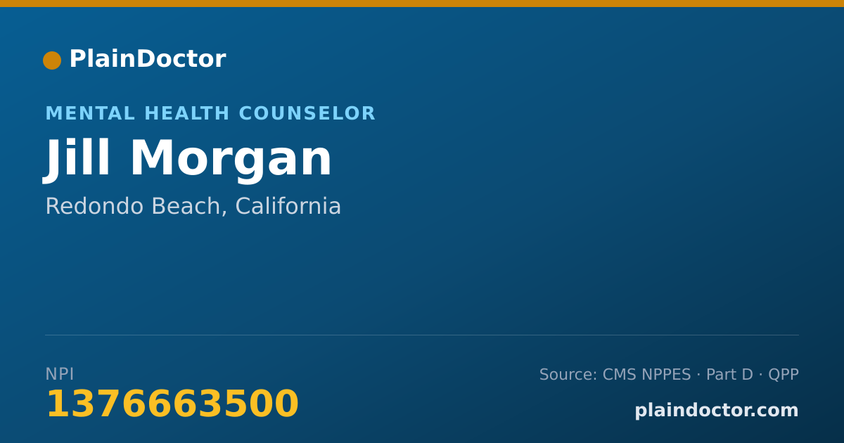 Shareable card for Jill Morgan - Mental Health Counselor, Redondo Beach, CA