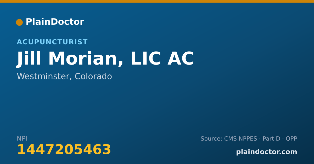 Shareable card for Jill Morian, LIC AC - Acupuncturist, Westminster, CO