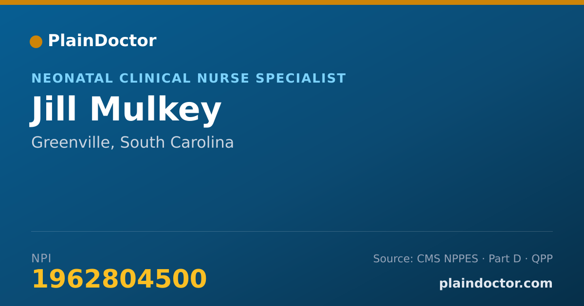 Shareable card for Jill Mulkey - Neonatal Clinical Nurse Specialist, Greenville, SC