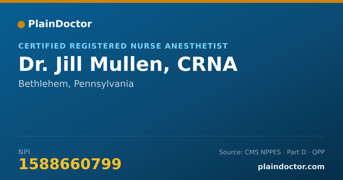 Shareable card for Jill Mullen, CRNA - Certified Registered Nurse Anesthetist, Bethlehem, PA