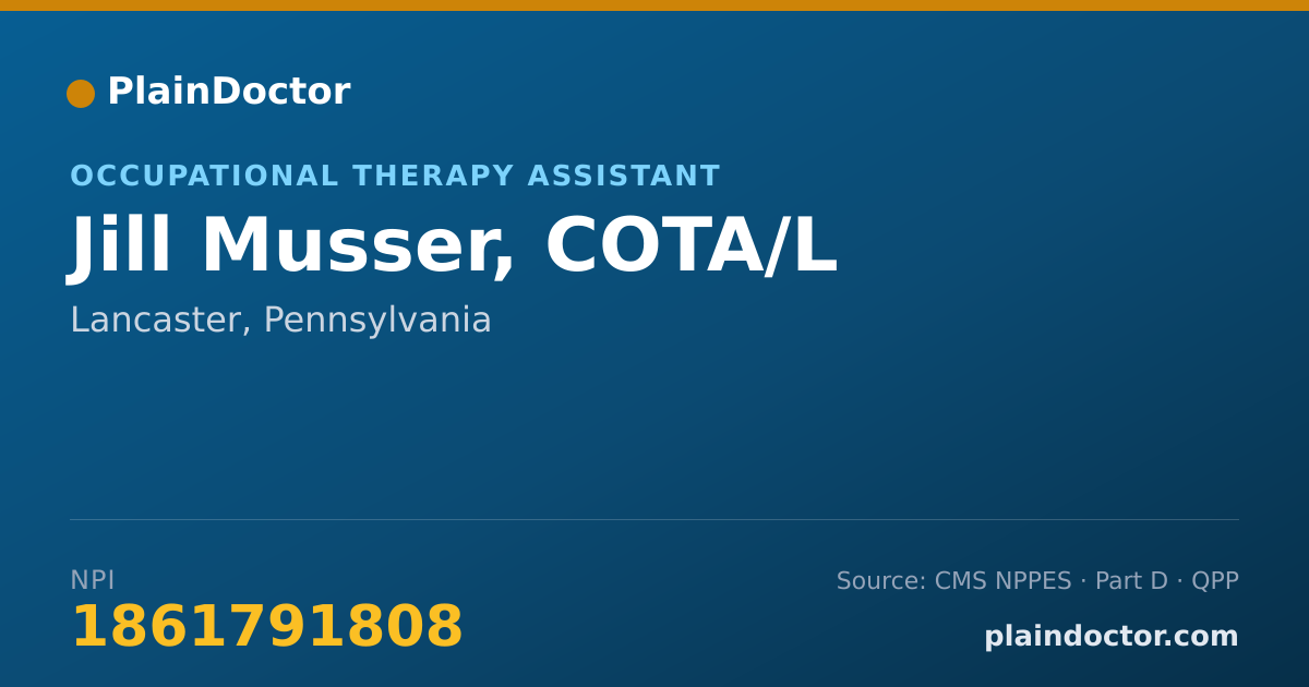 Shareable card for Jill Musser, COTA/L - Occupational Therapy Assistant, Lancaster, PA