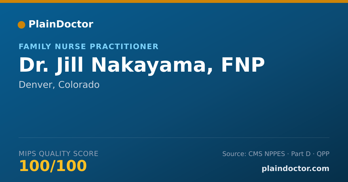 Shareable card for Jill Nakayama, FNP - Family Nurse Practitioner, Denver, CO