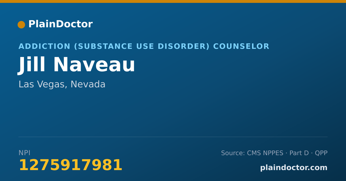 Shareable card for Jill Naveau - Addiction (Substance Use Disorder) Counselor, Las Vegas, NV
