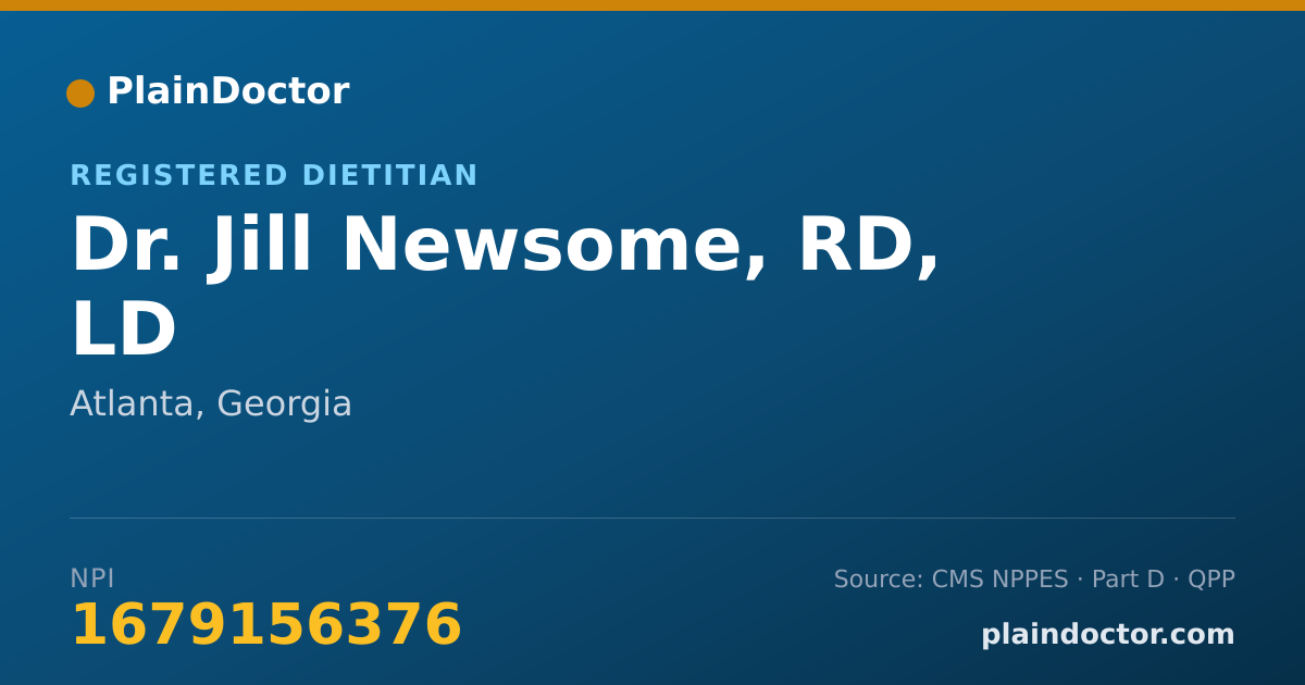 Shareable card for Jill Newsome, RD, LD - Registered Dietitian, Atlanta, GA