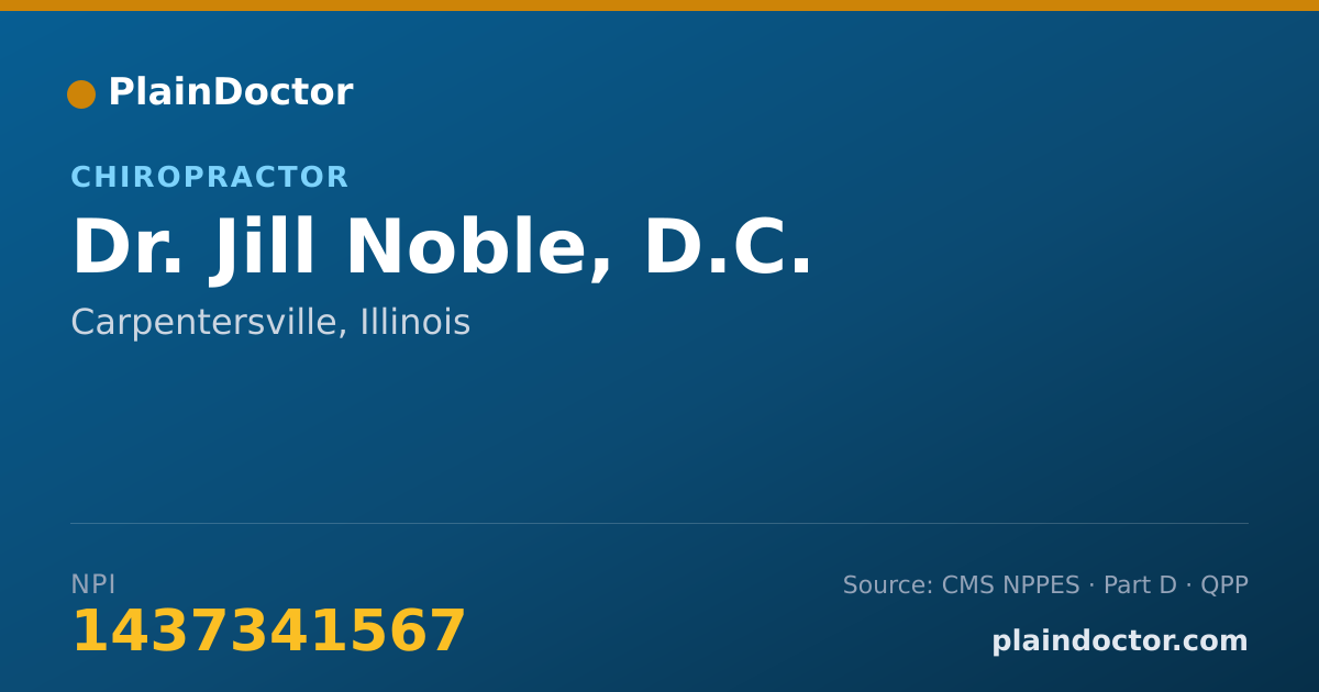 Shareable card for Jill Noble, D.C. - Chiropractor, Carpentersville, IL