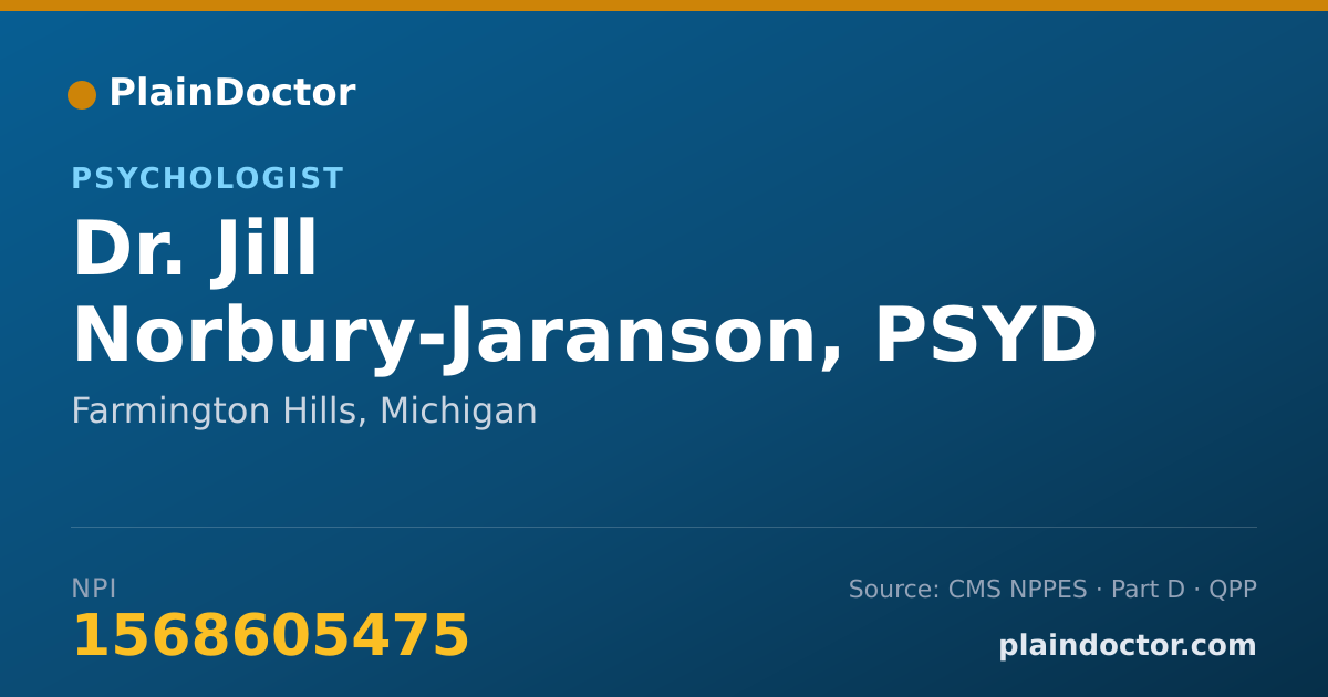 Shareable card for Jill Norbury-Jaranson, PSYD LLP - Psychologist, Farmington Hills, MI