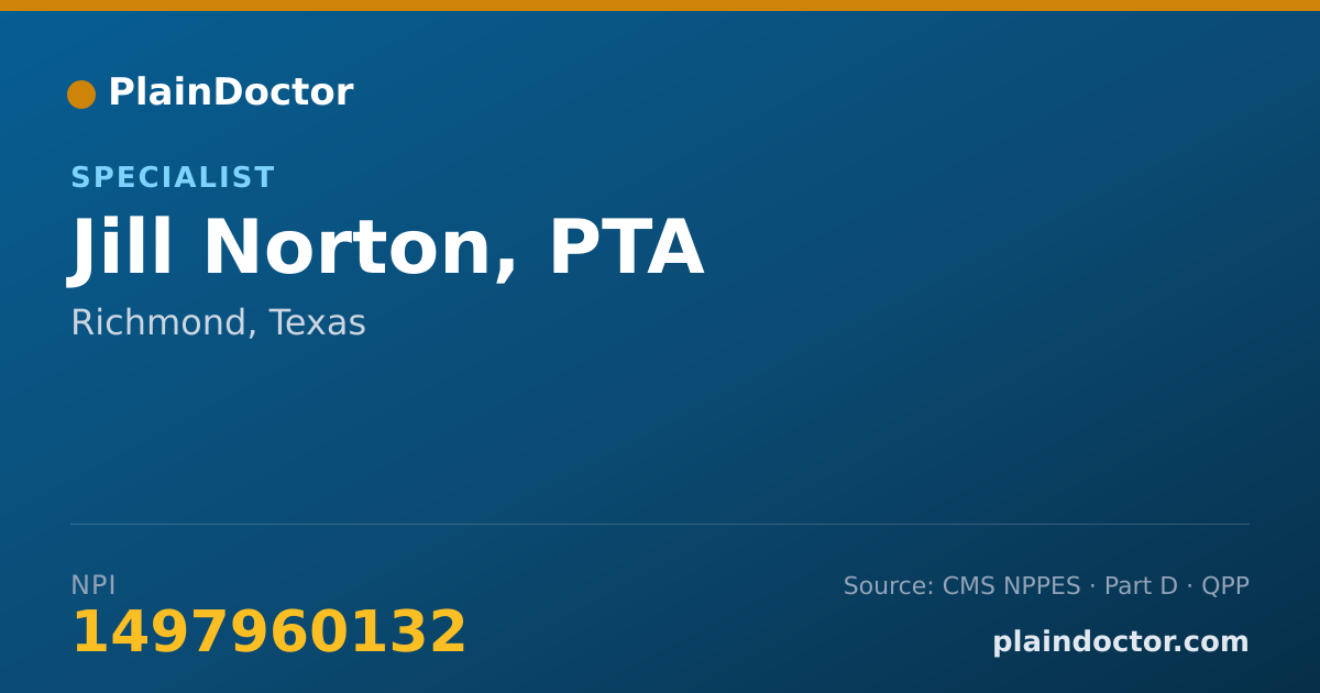 Shareable card for Jill Norton, PTA - Specialist, Richmond, TX