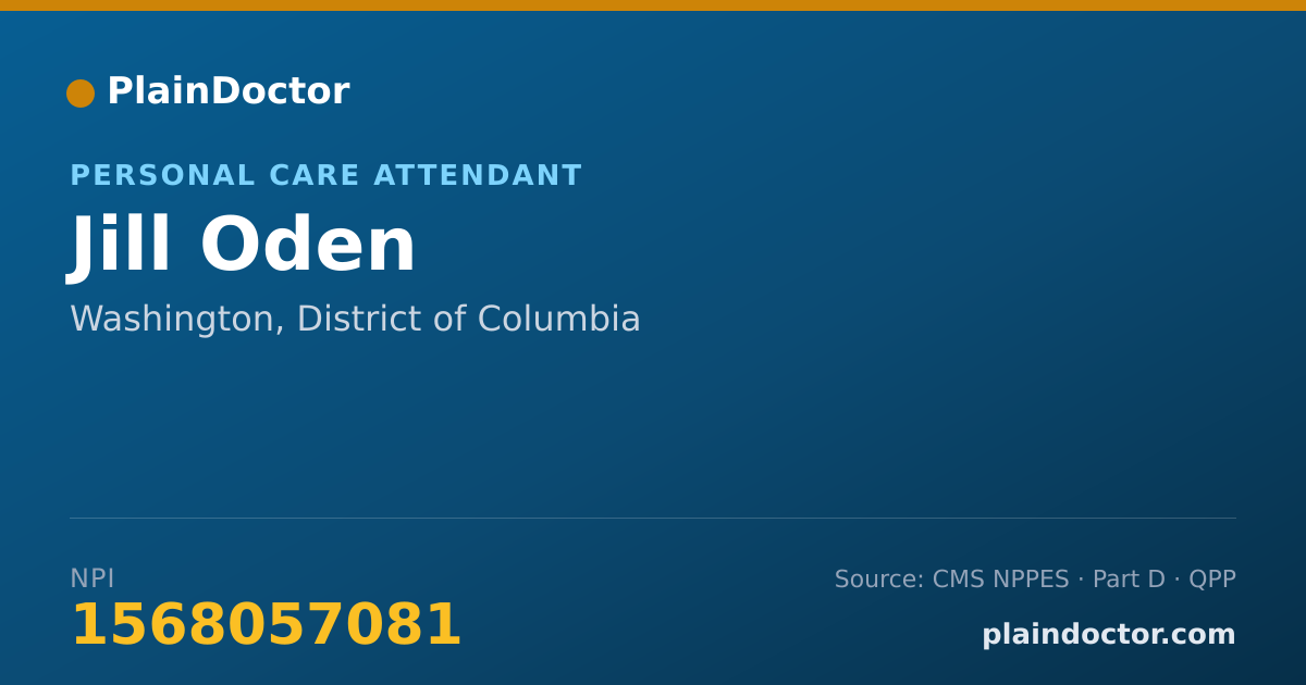 Shareable card for Jill Oden - Personal Care Attendant, Washington, DC