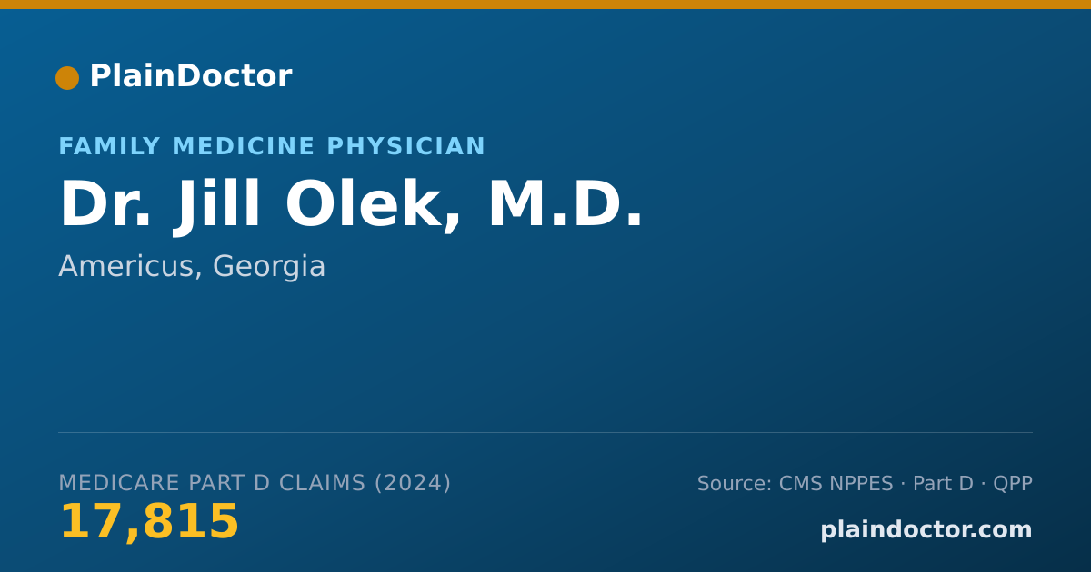 Shareable card for Jill Olek, M.D. - Family Medicine Physician, Americus, GA