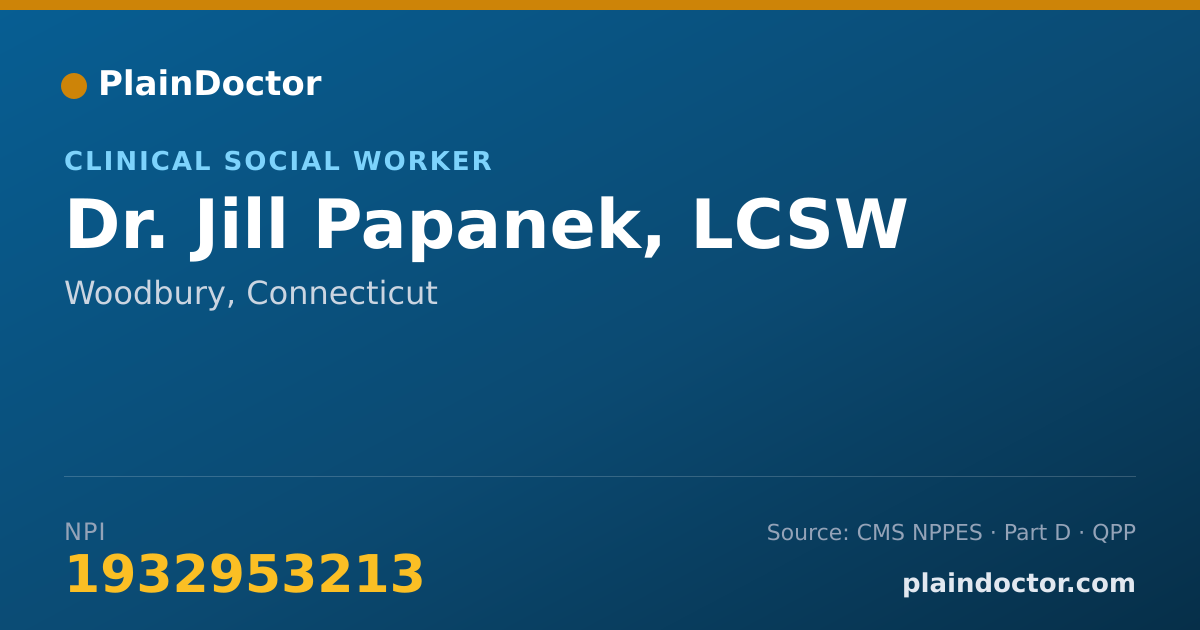 Shareable card for Jill Papanek, LCSW - Clinical Social Worker, Woodbury, CT