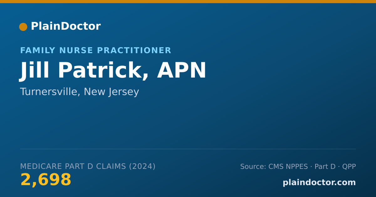 Shareable card for Jill Patrick, APN - Family Nurse Practitioner, Turnersville, NJ