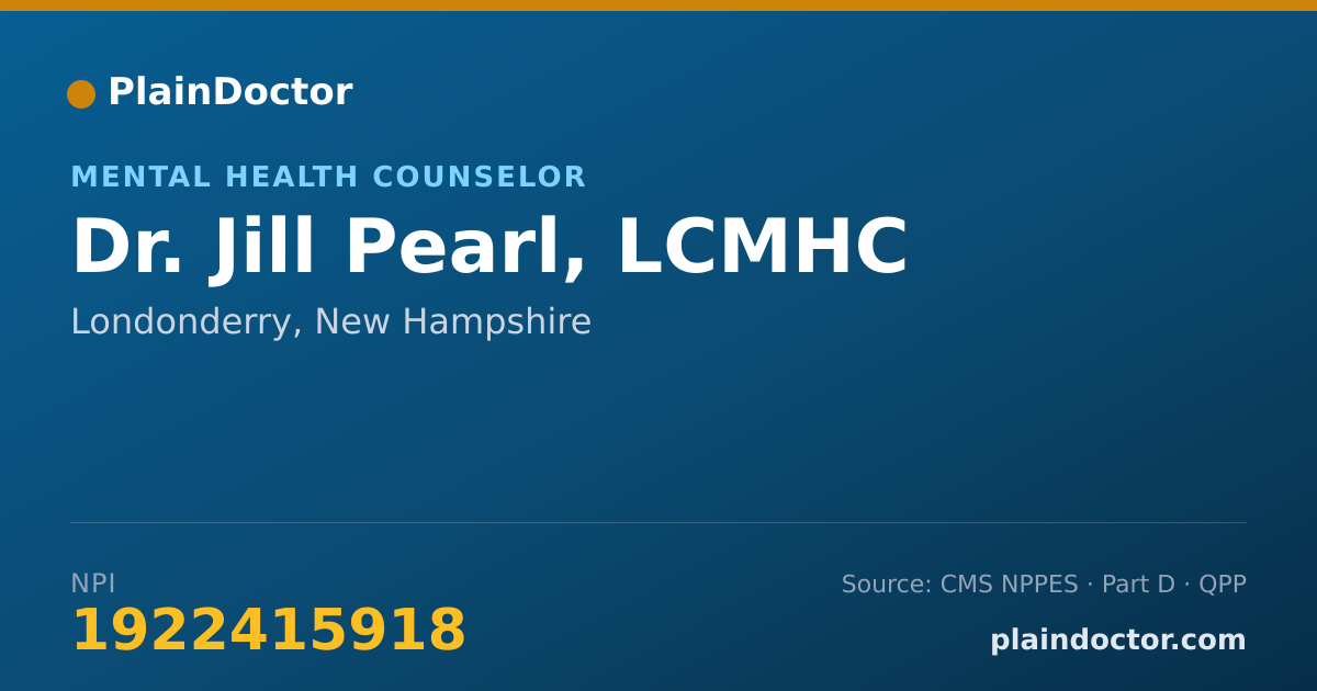 Shareable card for Jill Pearl, LCMHC - Mental Health Counselor, Londonderry, NH