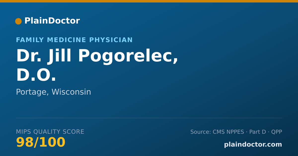 Shareable card for Jill Pogorelec, D.O. - Family Medicine Physician, Portage, WI