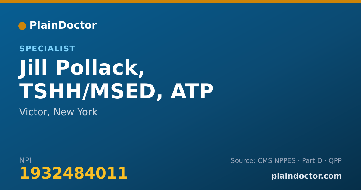 Shareable card for Jill Pollack, TSHH/MSED, ATP - Specialist, Victor, NY