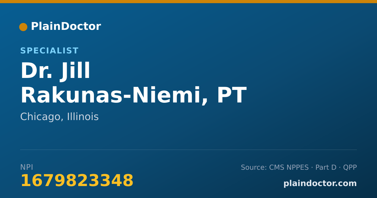 Shareable card for Jill Rakunas-Niemi, PT - Specialist, Chicago, IL