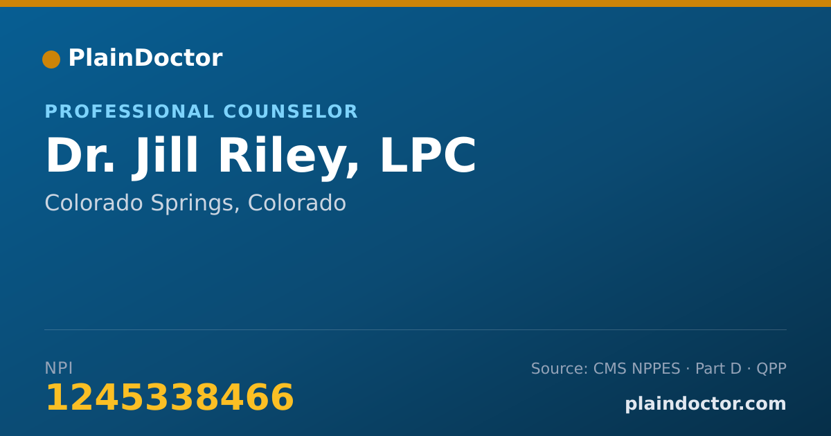 Shareable card for Jill Riley, LPC - Professional Counselor, Colorado Springs, CO