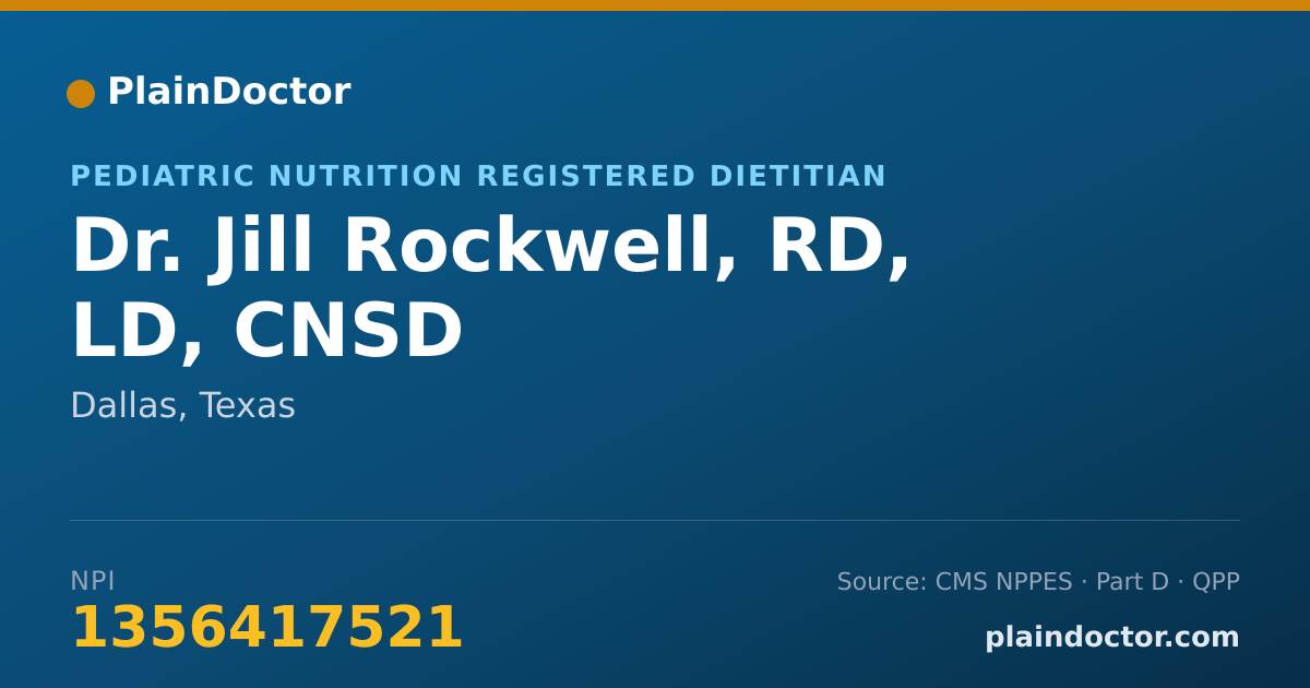 Shareable card for Jill Rockwell, RD, LD, CNSD - Pediatric Nutrition Registered Dietitian, Dallas, TX