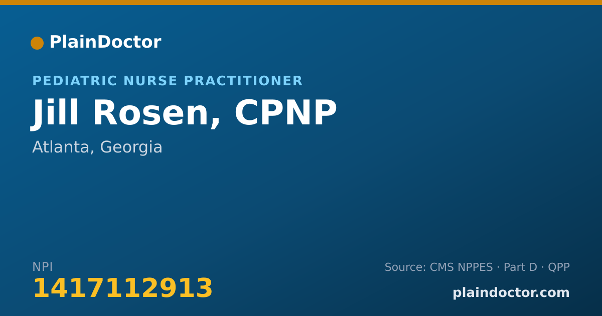 Shareable card for Jill Rosen, CPNP - Pediatric Nurse Practitioner, Atlanta, GA