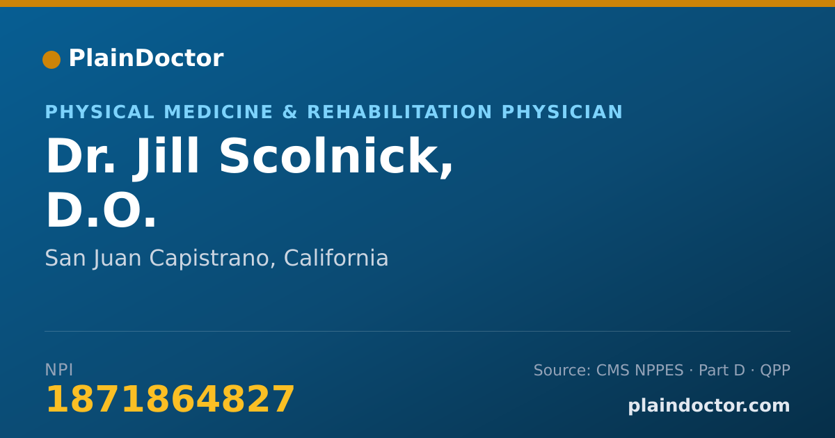 Shareable card for Jill Scolnick, D.O. - Physical Medicine & Rehabilitation Physician, San Juan Capistrano, CA