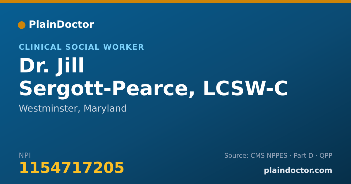 Shareable card for Jill Sergott-Pearce, LCSW-C - Clinical Social Worker, Westminster, MD