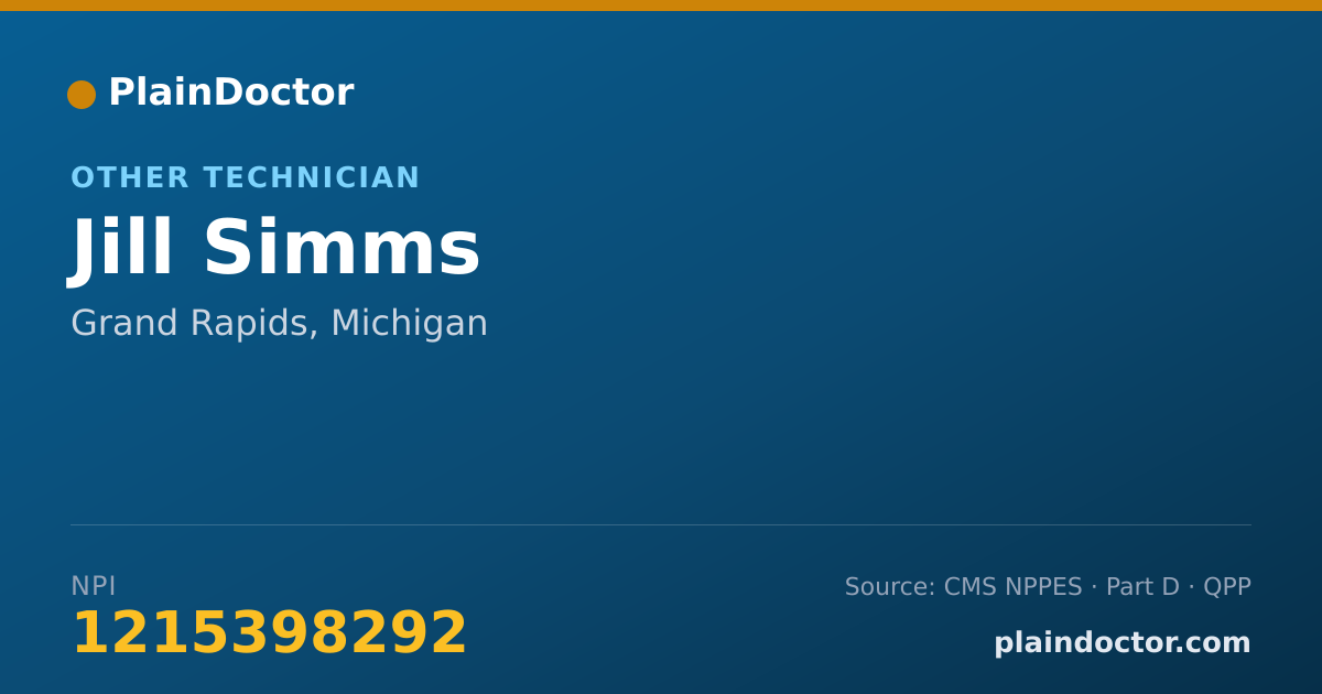 Shareable card for Jill Simms - Other Technician, Grand Rapids, MI