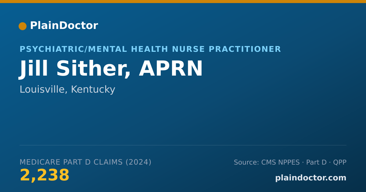 Shareable card for Jill Sither, APRN - Psychiatric/Mental Health Nurse Practitioner, Louisville, KY