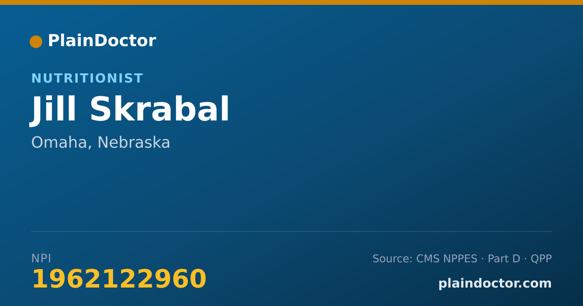 Shareable card for Jill Skrabal - Nutritionist, Omaha, NE