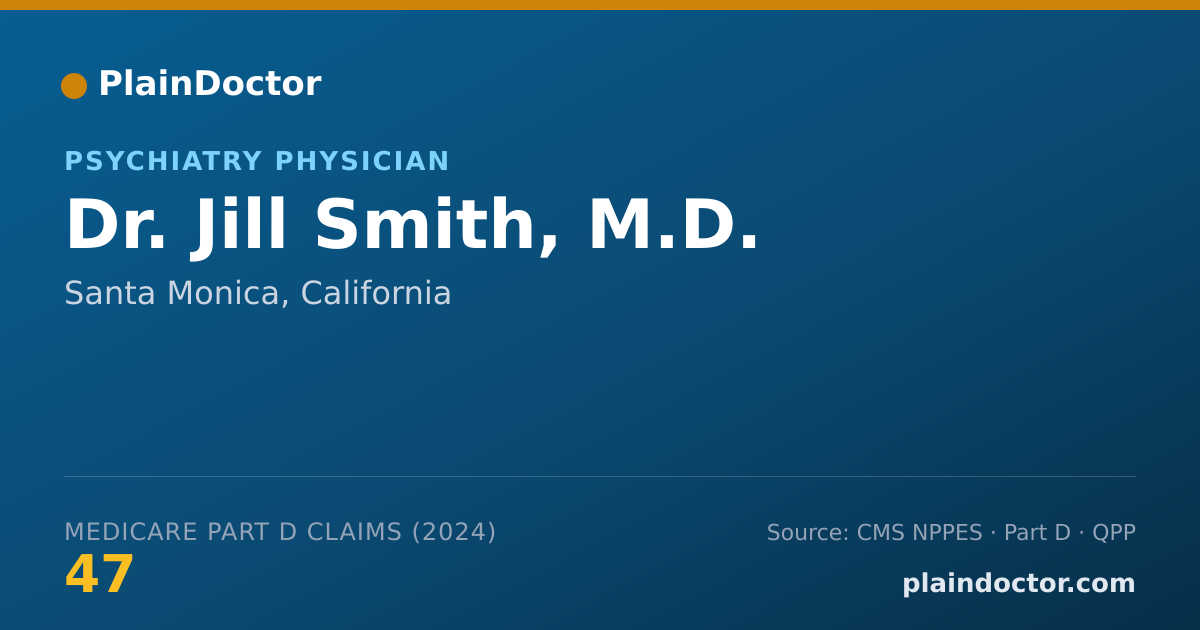Shareable card for Jill Smith, M.D. - Psychiatry Physician, Santa Monica, CA