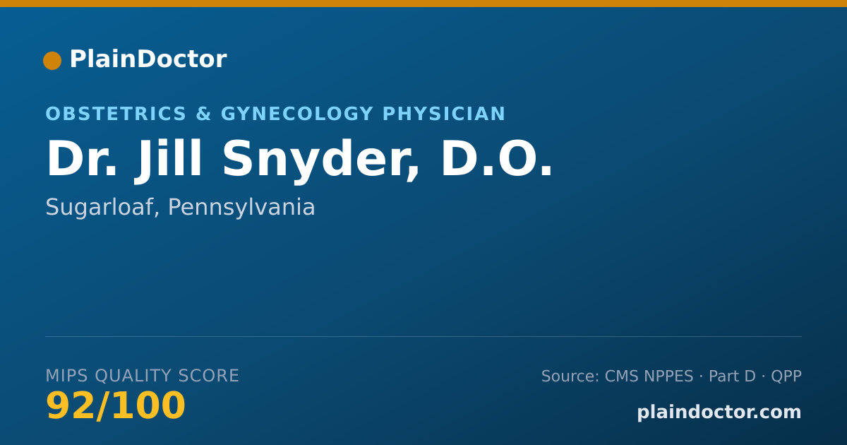 Shareable card for Jill Snyder, D.O. - Obstetrics & Gynecology Physician, Sugarloaf, PA