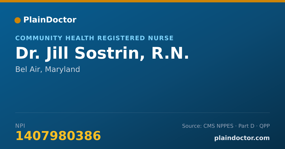 Shareable card for Jill Sostrin, R.N. - Community Health Registered Nurse, Bel Air, MD
