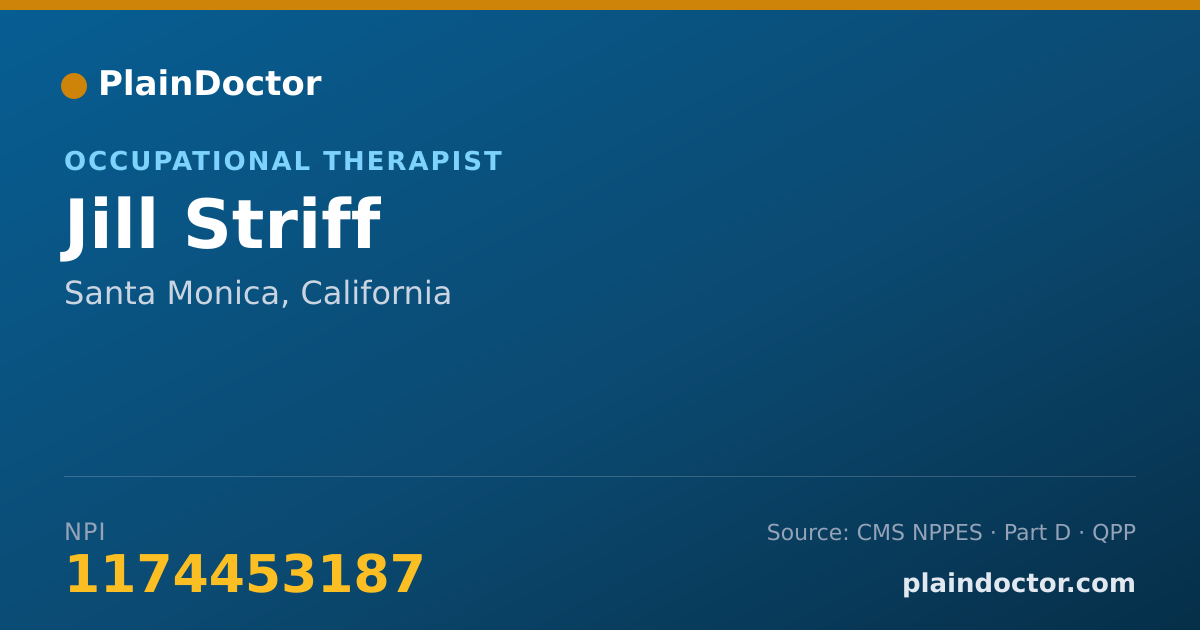 Shareable card for Jill Striff - Occupational Therapist, Santa Monica, CA