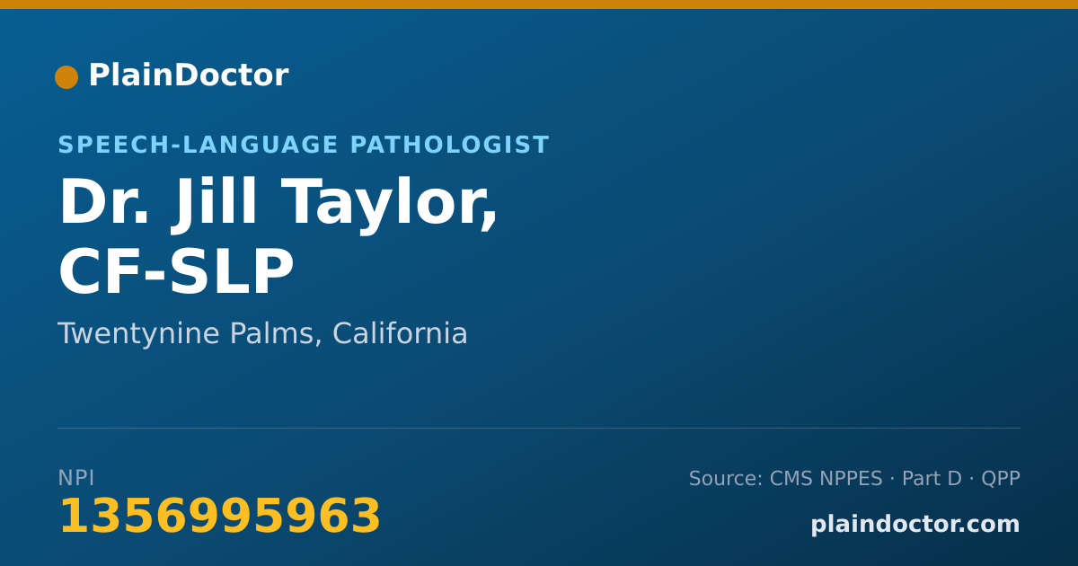 Shareable card for Jill Taylor, CF-SLP - Speech-Language Pathologist, Twentynine Palms, CA