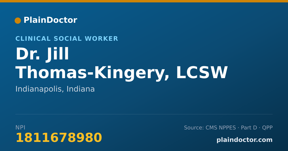 Shareable card for Jill Thomas-Kingery, LCSW - Clinical Social Worker, Indianapolis, IN