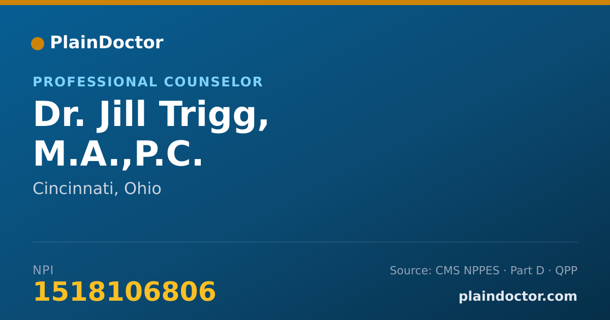 Shareable card for Jill Trigg, M.A.,P.C. - Professional Counselor, Cincinnati, OH