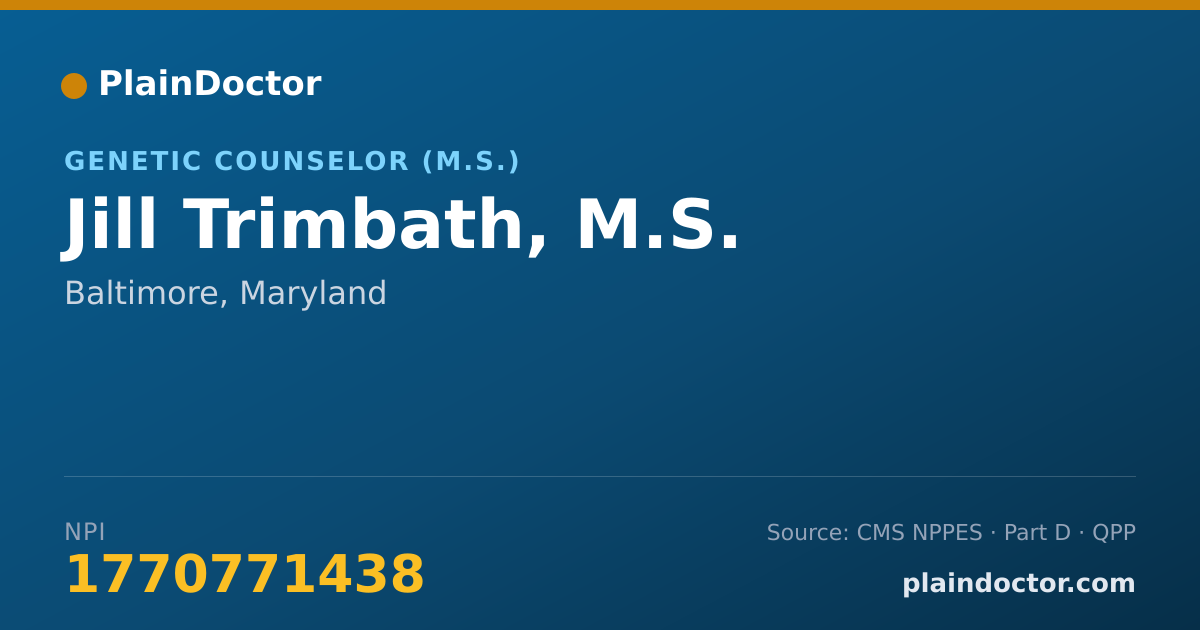 Shareable card for Jill Trimbath, M.S. - Genetic Counselor (M.S.), Baltimore, MD