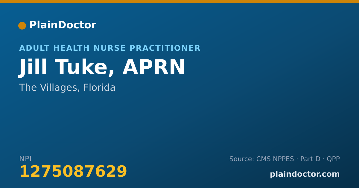 Shareable card for Jill Tuke, APRN - Adult Health Nurse Practitioner, The Villages, FL