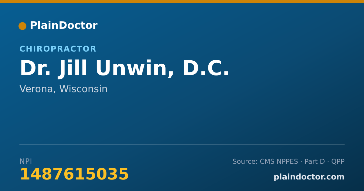 Shareable card for Jill Unwin, D.C. - Chiropractor, Verona, WI