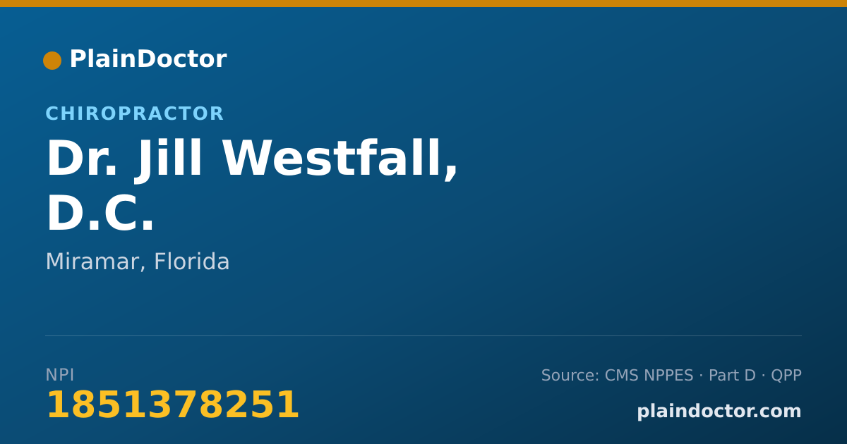 Shareable card for Jill Westfall, D.C. - Chiropractor, Miramar, FL