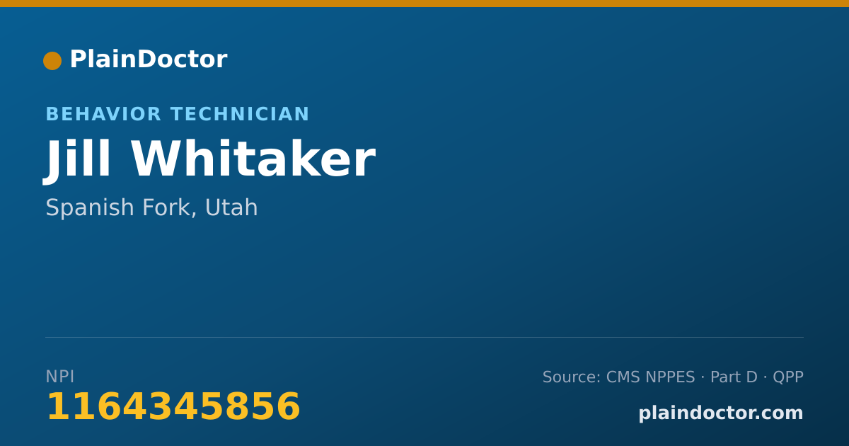 Shareable card for Jill Whitaker - Behavior Technician, Spanish Fork, UT